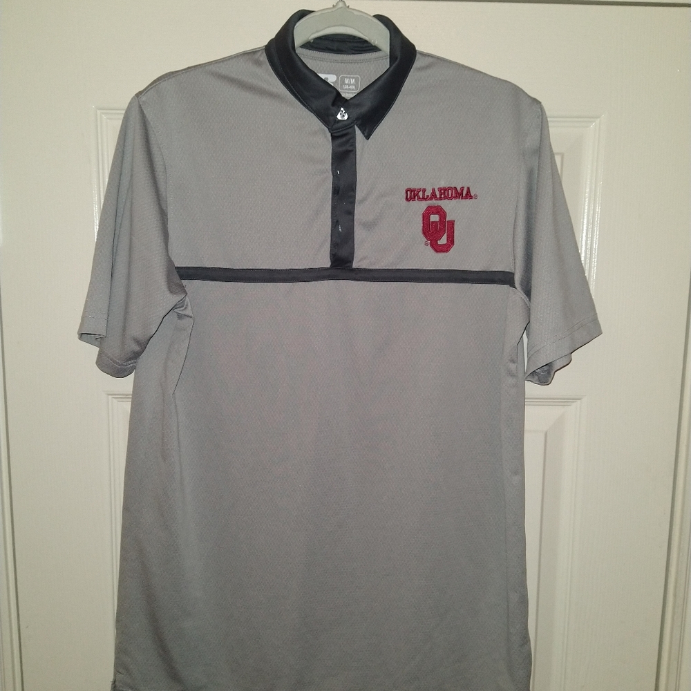 Russell OU Oklahoma University Sooners Short Sleeve Polo Shirt Men's sz Medium.